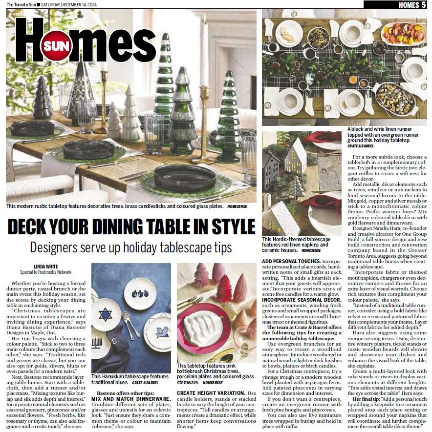 Toronto Sun, Deck your dining table in style, tearsheet